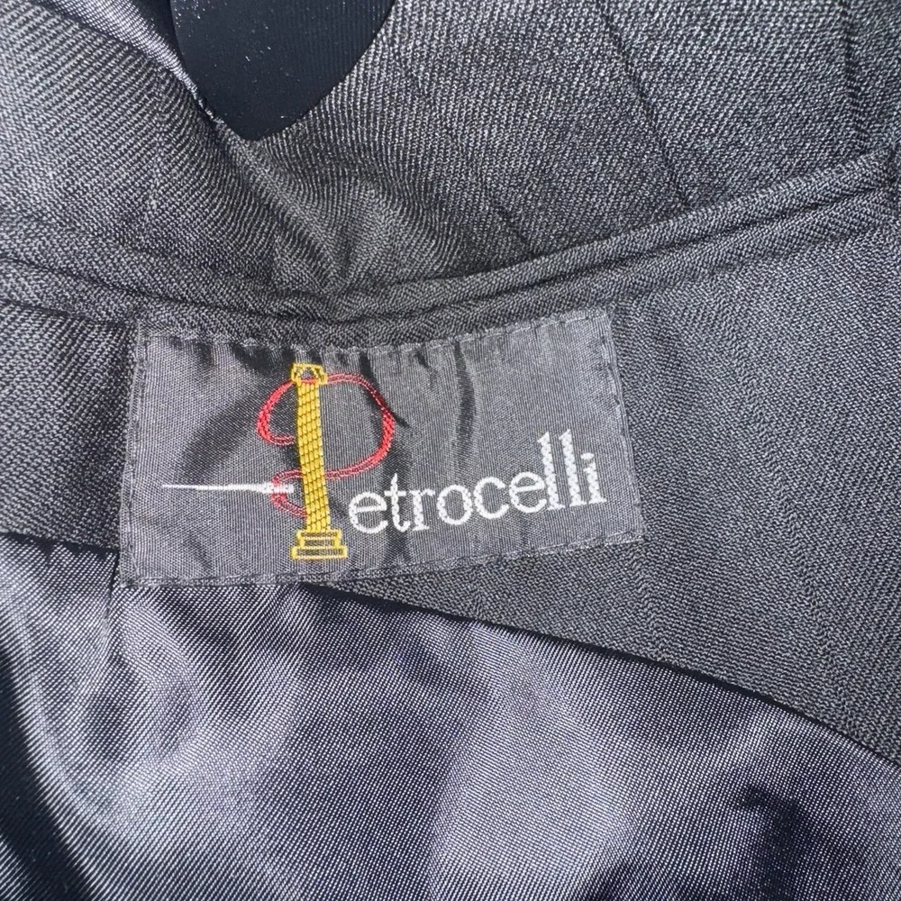 VTG Petrocelli Mens 42R Self Striped  Wool Sport Coat Blazer Black Old Money‎